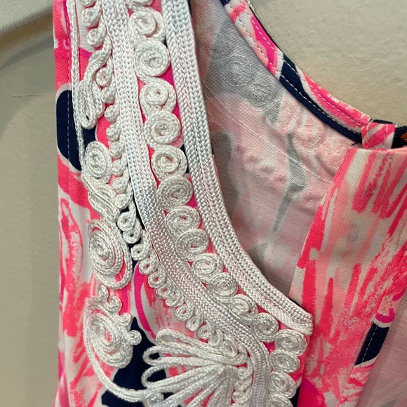 Lilly Pulitzer Shift Dress Pink Flamingos Carlotta Stretch Racerback Zip Size 2 - Picture 6 of 11